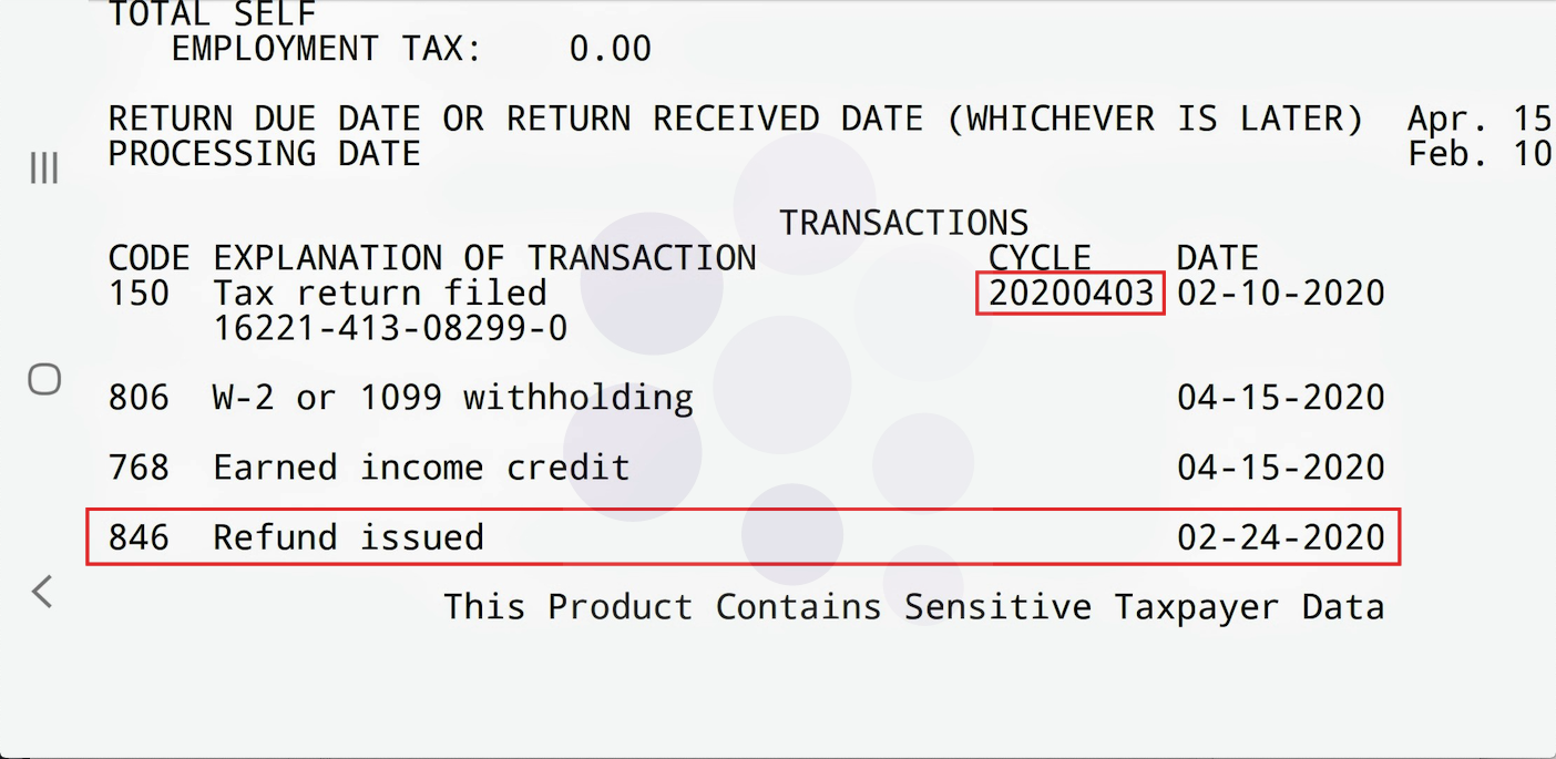 2020 IRS Transcript with 846 - Cycle Date 20200403